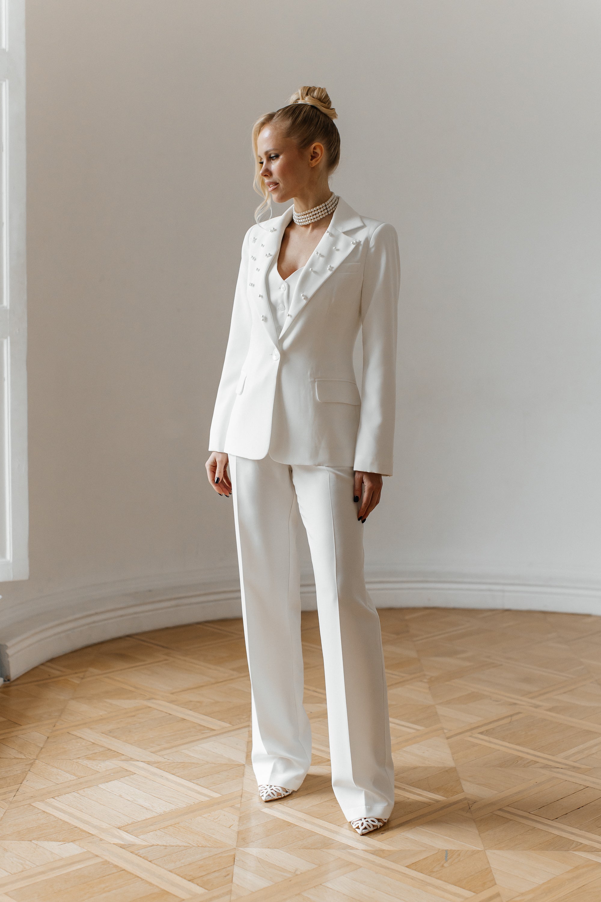 PEARL | Bridal White 3-Piece Suit | Suits | Handmade Garment